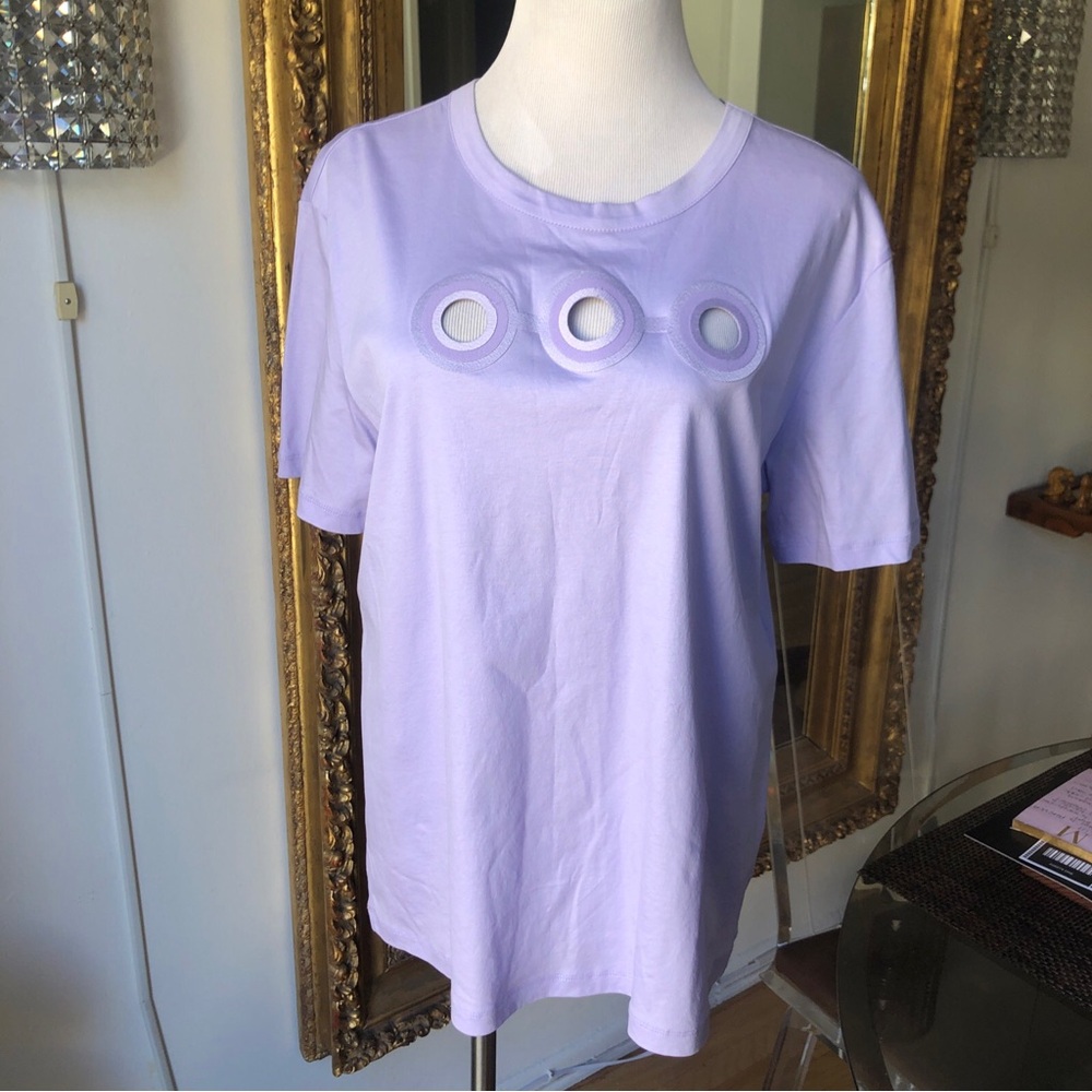 Hanro Purple Lilac Cotton Tee With Cutouts Size Large